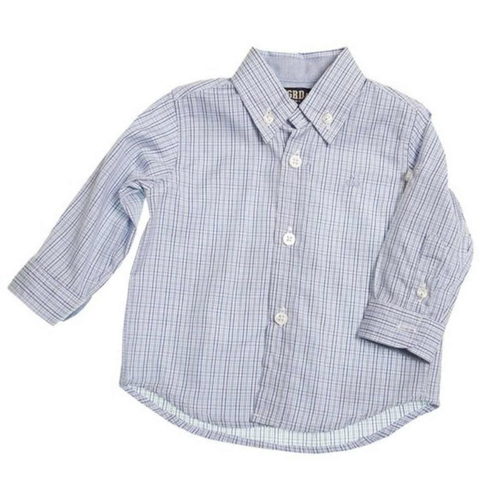 Girandola Baby Boys Blue Plaid Long-Sleeve Shirt